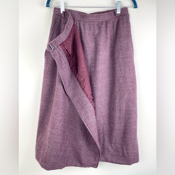 Yves Saint Laurent 70s Vintage Wool Pencil Wrap Skirt YSL Plum FR 40/US 8 Medium - Picture 4 of 12